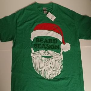 Gildan cotton green and white Santa BEARD SEASON tee-shirt